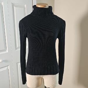 Black‎ Turtleneck Sweater By Sutton Studio.small Petite. Cotton Blend